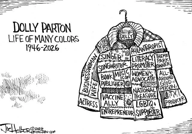 Editorial cartoons: “Dolly Parton” and “Horns”