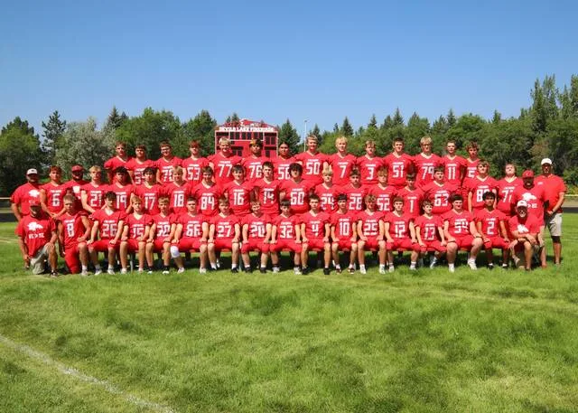 The 2026 Devils Lake football players and coaches pose for their annual team photo at Roller Field.
                                 Photo by Pete Pederson