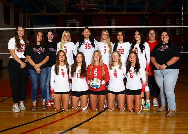 The 2026 Devils Lake volleyball team lines up on the court inside the Devils Lake Sports Center.
Photo by Pete Pederson